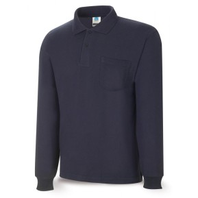 Polo BASIC LINE azul marino 100% algodón. 200 gr. Manga larga