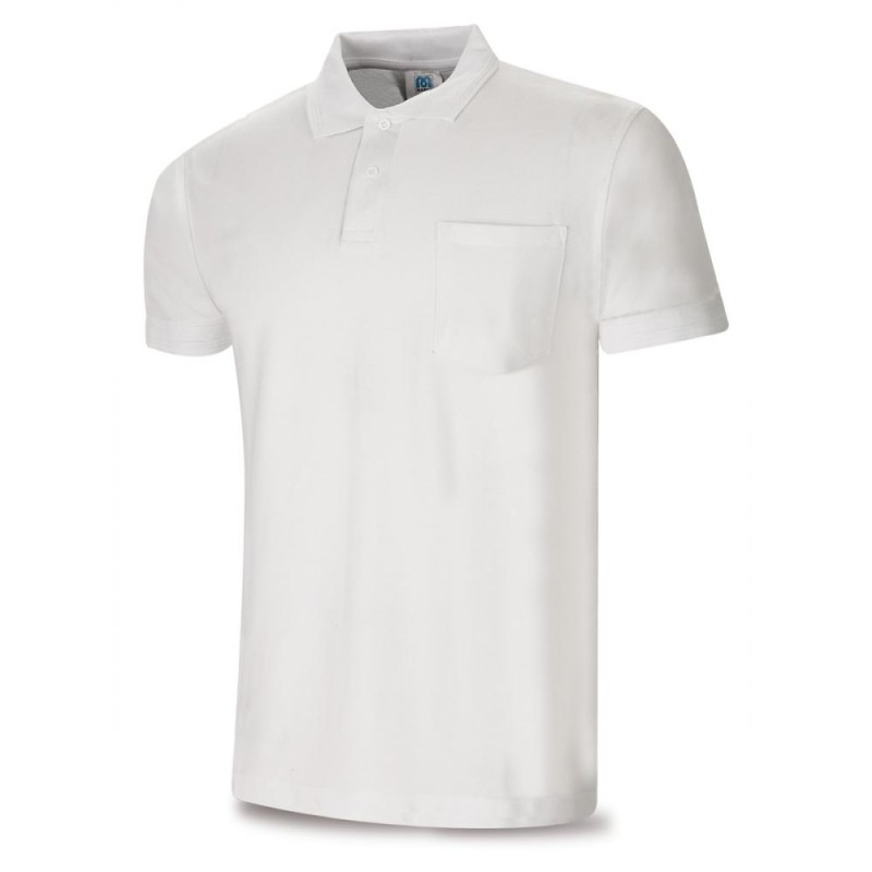 Polo BASIC LINE blanco 100% algodón. 175 gr. Manga corta