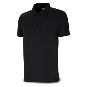 Polo BASIC LINE negro 100% algodón. 175 gr. Manga corta