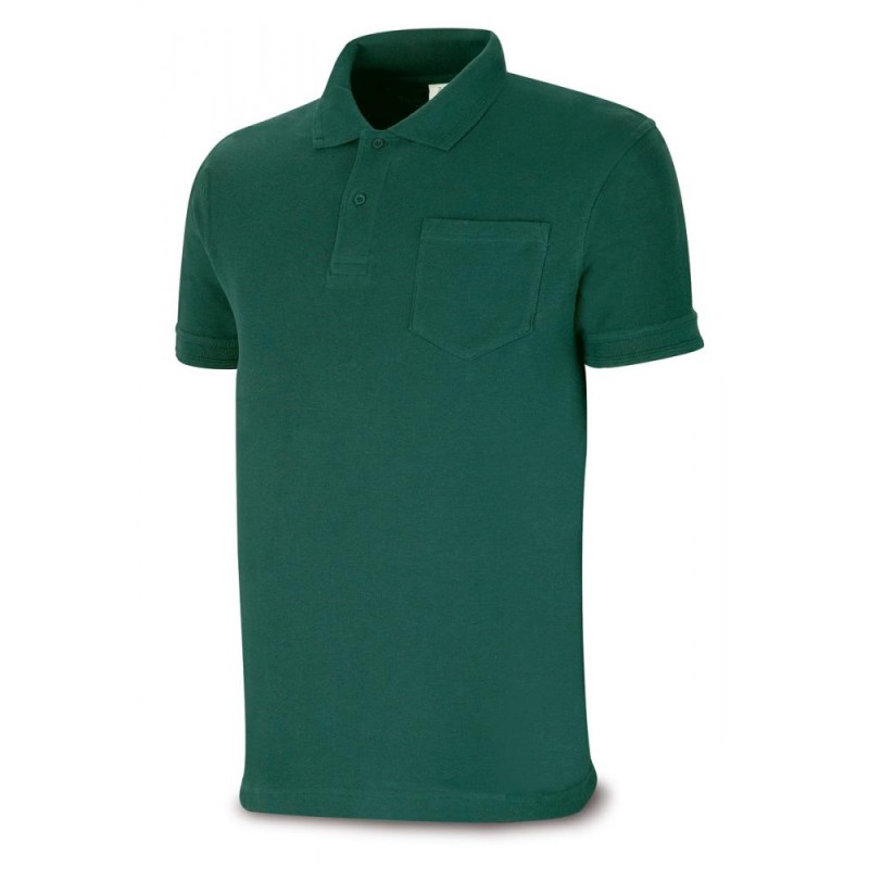 Polo BASIC LINE verde 100% algodón. 175 gr. Manga corta