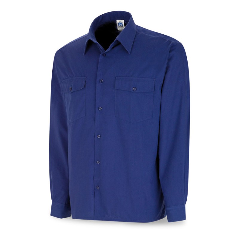 Camisa azulina poliéster/algodón 95 gr. Marga larga
