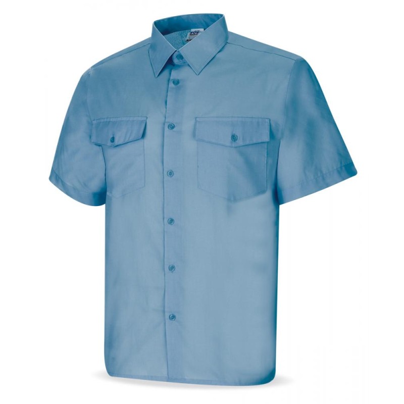 Camisa azul celeste poliéster/algodón 95 gr. Marga corta
