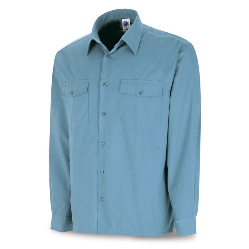 Camisa azul celeste poliéster/algodón 95 gr. Marga larga