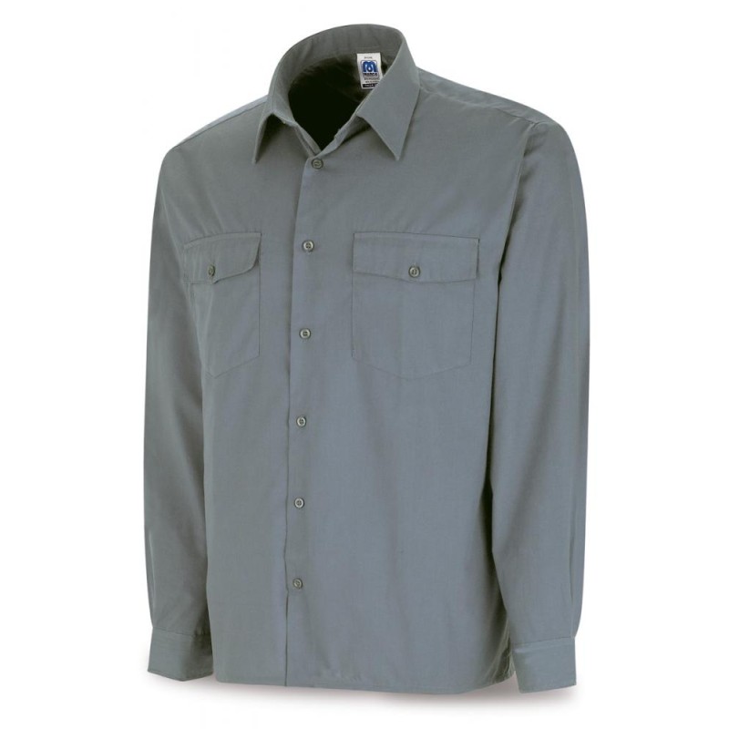 Camisa gris poliéster/algodón 95 gr. Marga larga