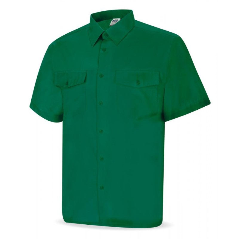 Camisa verde poliéster/algodón 95 gr. Marga corta