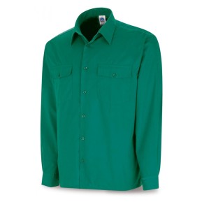 Camisa verde poliéster/algodón 95 gr. Marga larga