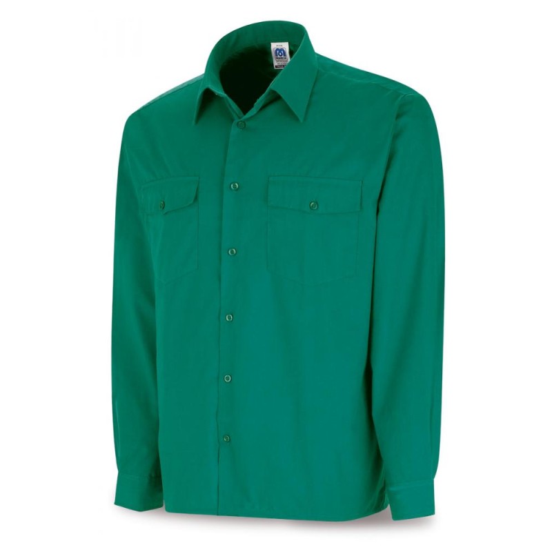 Camisa verde poliéster/algodón 95 gr. Marga larga