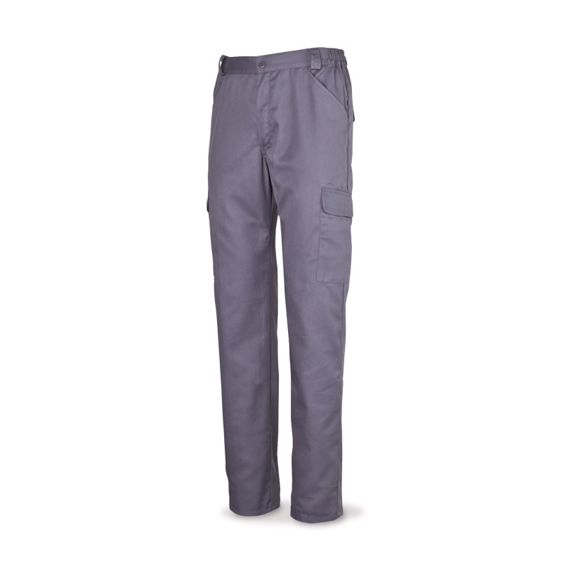 Pantalón gris poliéster/algodón 200 g. Multibolsillos.