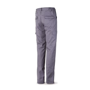 Pantalón gris poliéster/algodón 200 g. Multibolsillos.