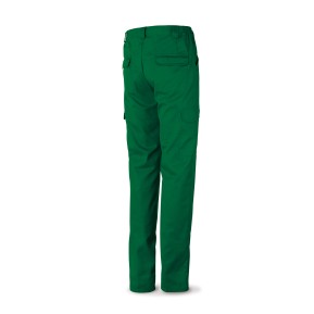 Pantalón verde poliéster/algodón 200 g. Multibolsillos.