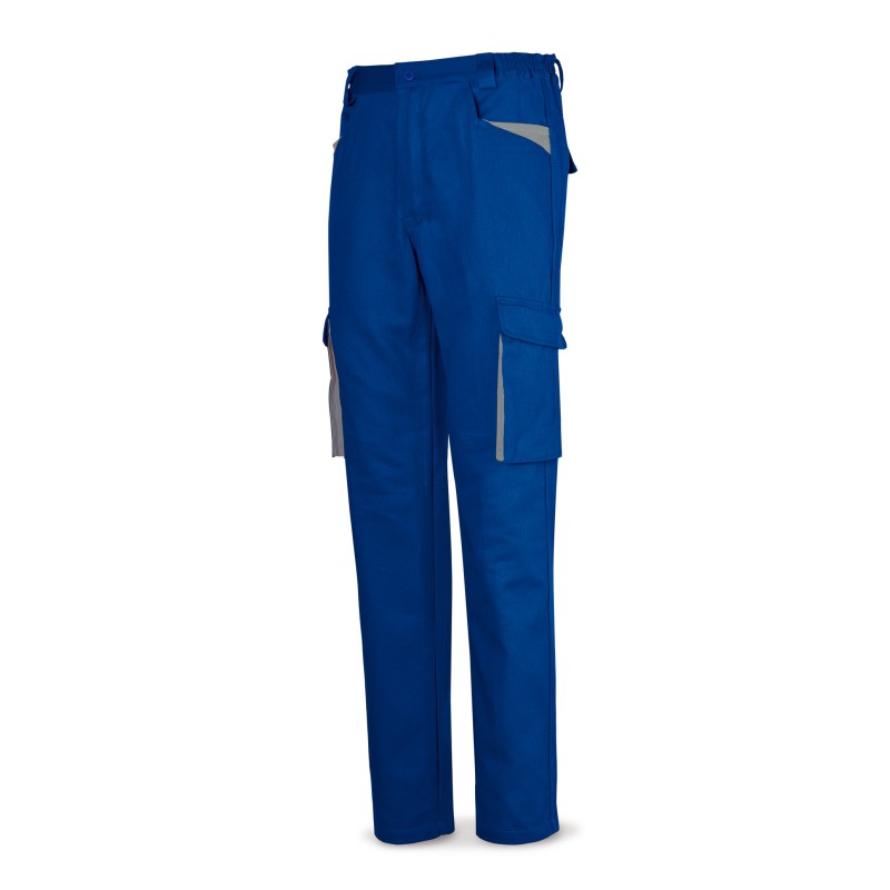 Pantalón azulina en Algodón de 270 g. Multibolsillos