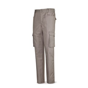 Pantalón gris poliester/algodón de 245 g. Multibolsillo