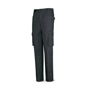 Pantalón negro poliester/algodón de 245 g. Multibolsillo