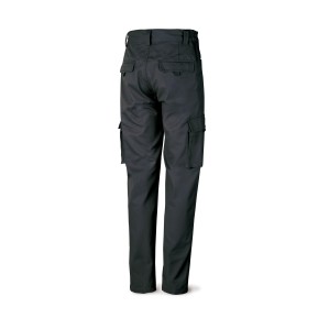 Pantalón negro poliester/algodón de 245 g. Multibolsillo