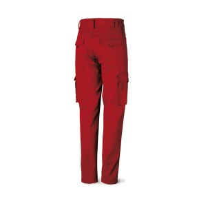 Pantalón rojo poliester/algodón de 245 g. Multibolsillo