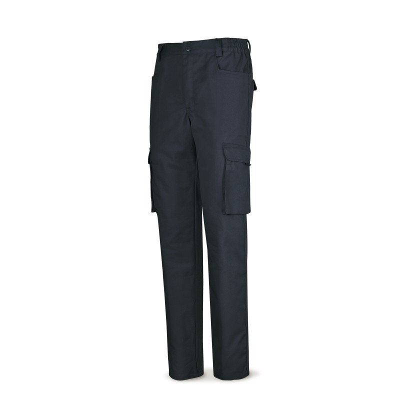 Pantalón azul marino poliester/algodón de 245 g. Multibolsillo