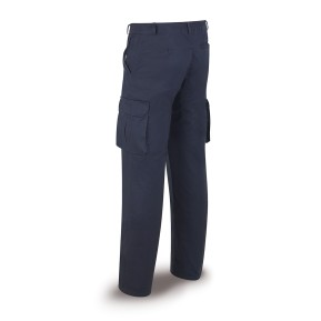 Pantalón azul marino poliester/algodón de 245 g. Multibolsillo