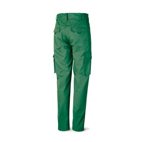 Pantalón verde poliester/algodón de 245 g. Multibolsillo