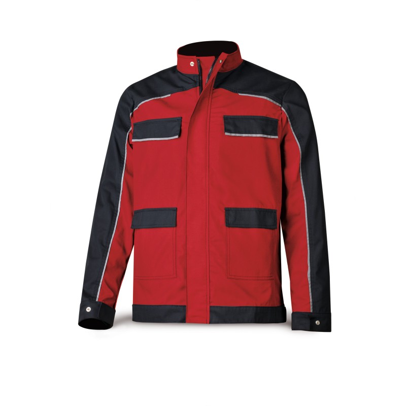 Chaqueta tergal canvas 245 g. Color rojo/negro.