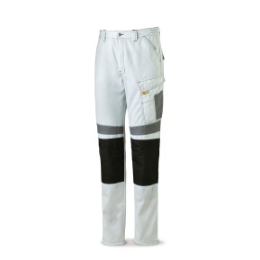 Pantalón CANVAS blanco/gris poliéster/algodón 245 g. Multibolsillos