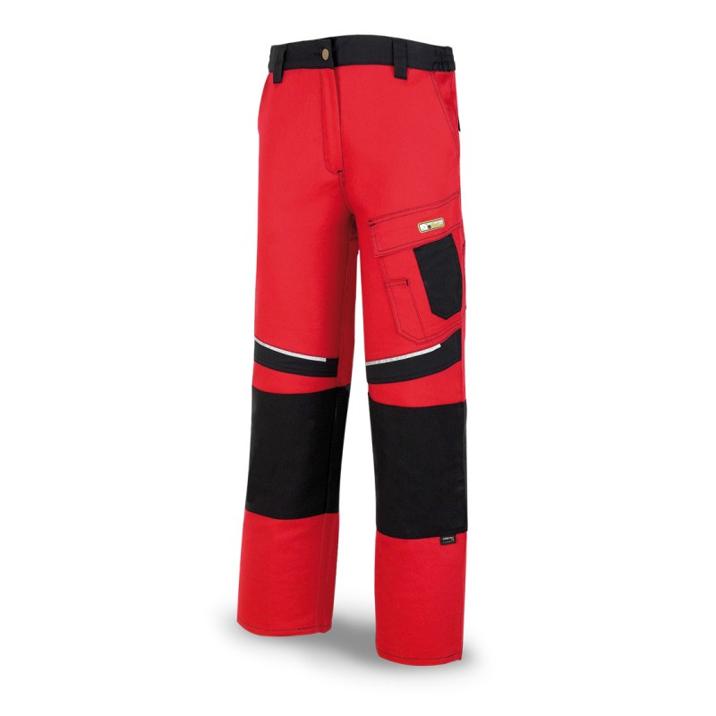 Pantalón CANVAS rojo/negro poliéster/algodón 245 g. Multibolsillos