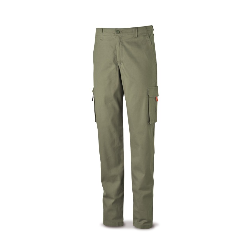 Pantalón STRETCH kaki en algodón 260 gr. Multibolsillos