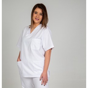 BLUSA SANITARIO UNISEX PICO SARGA BLANCA "REDLINE"