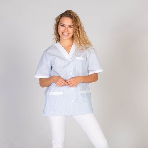 BLUSA SANITARIO UNISEX PICO ABIERTO VICHY COMBINADA